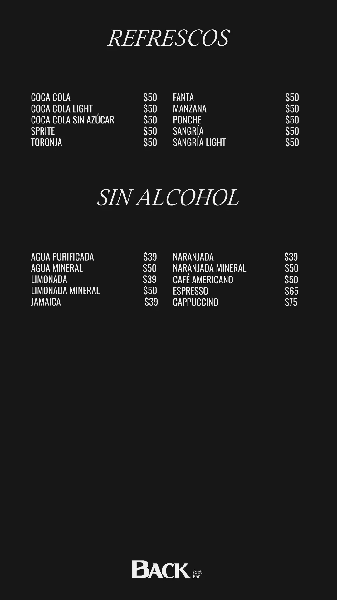 Bebidas sin alcohol